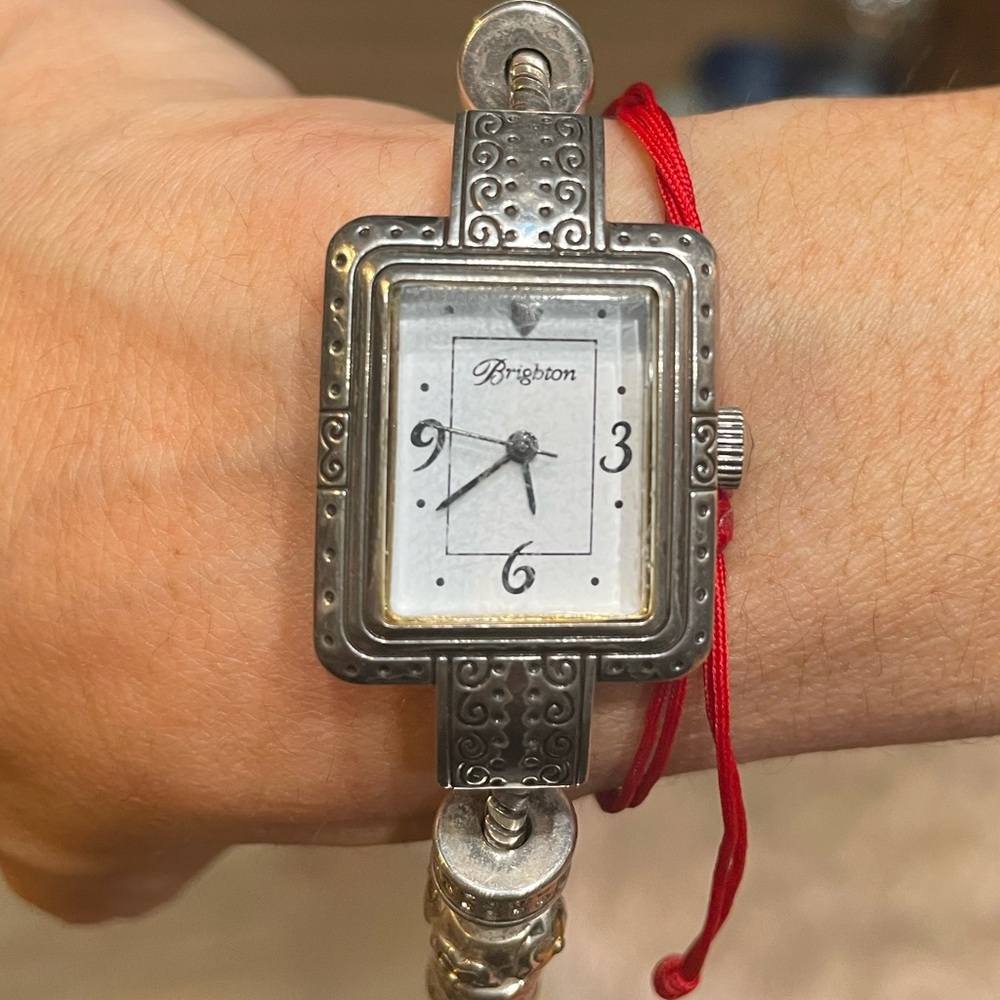 Brighton Silver Rectangular Watch With Decorative… - image 1